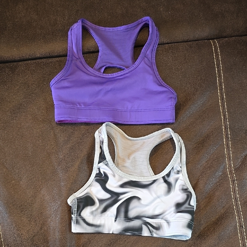 Purple and Black-White X-small Sports Bras